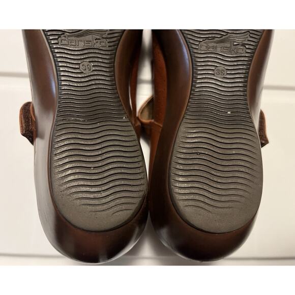 Dansko Leather Mary Janes Deidra Knot Brown Cognac Comfort Shoes Size 8.5-9 - Picture 9 of 10